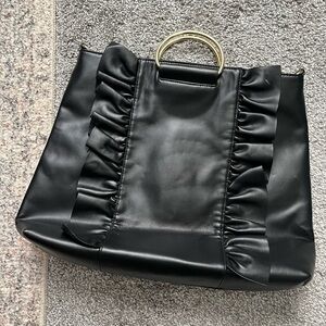 Elegant Black Leather Tote Bag